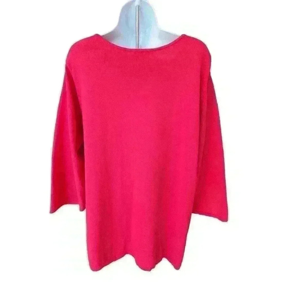 Quacker Factory /Red Jeweled Beaded Rhinestone V Neck Knit Top/ Women's Plus 1X - Picture 3 of 6